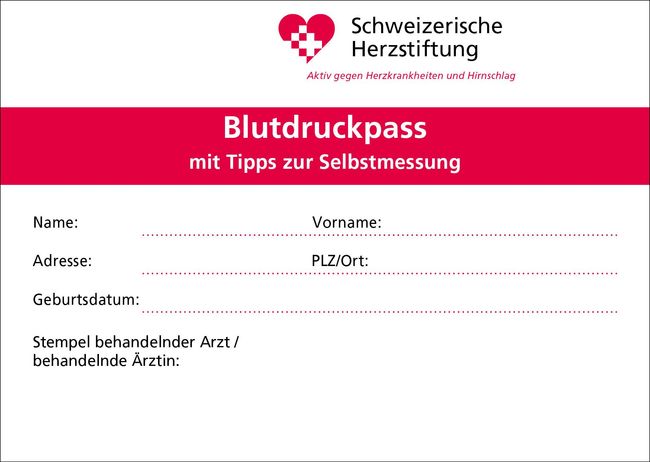 Blutdruck-Pass mit Tipps zur Selbstmessung